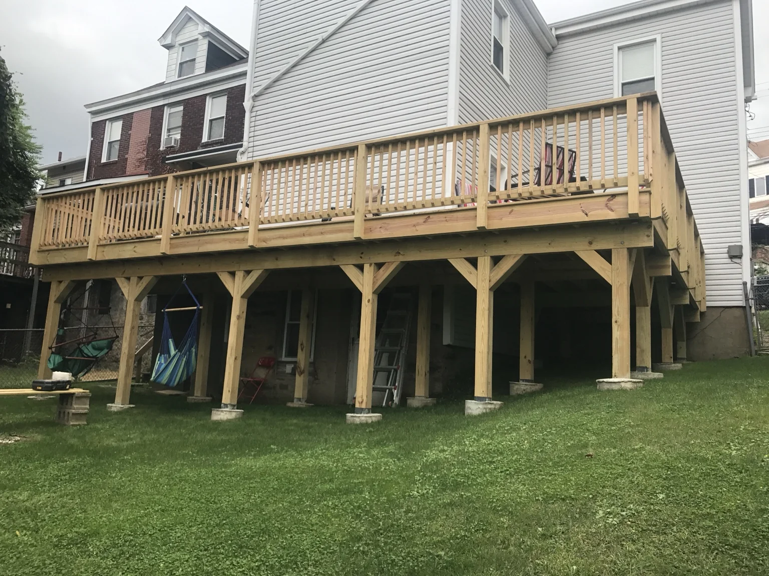 Large treated lumber deck