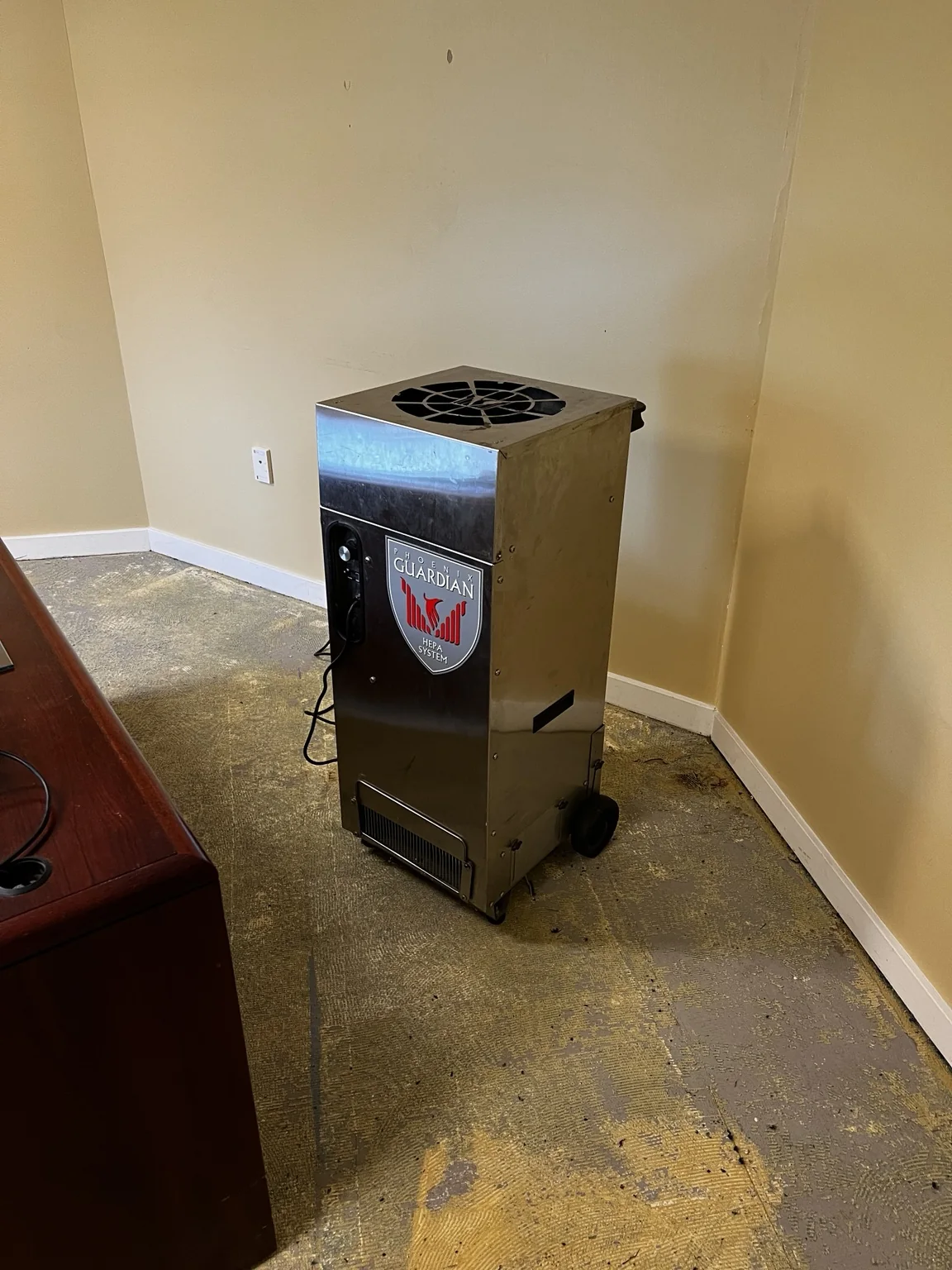 HEPA air filtration equipment in use