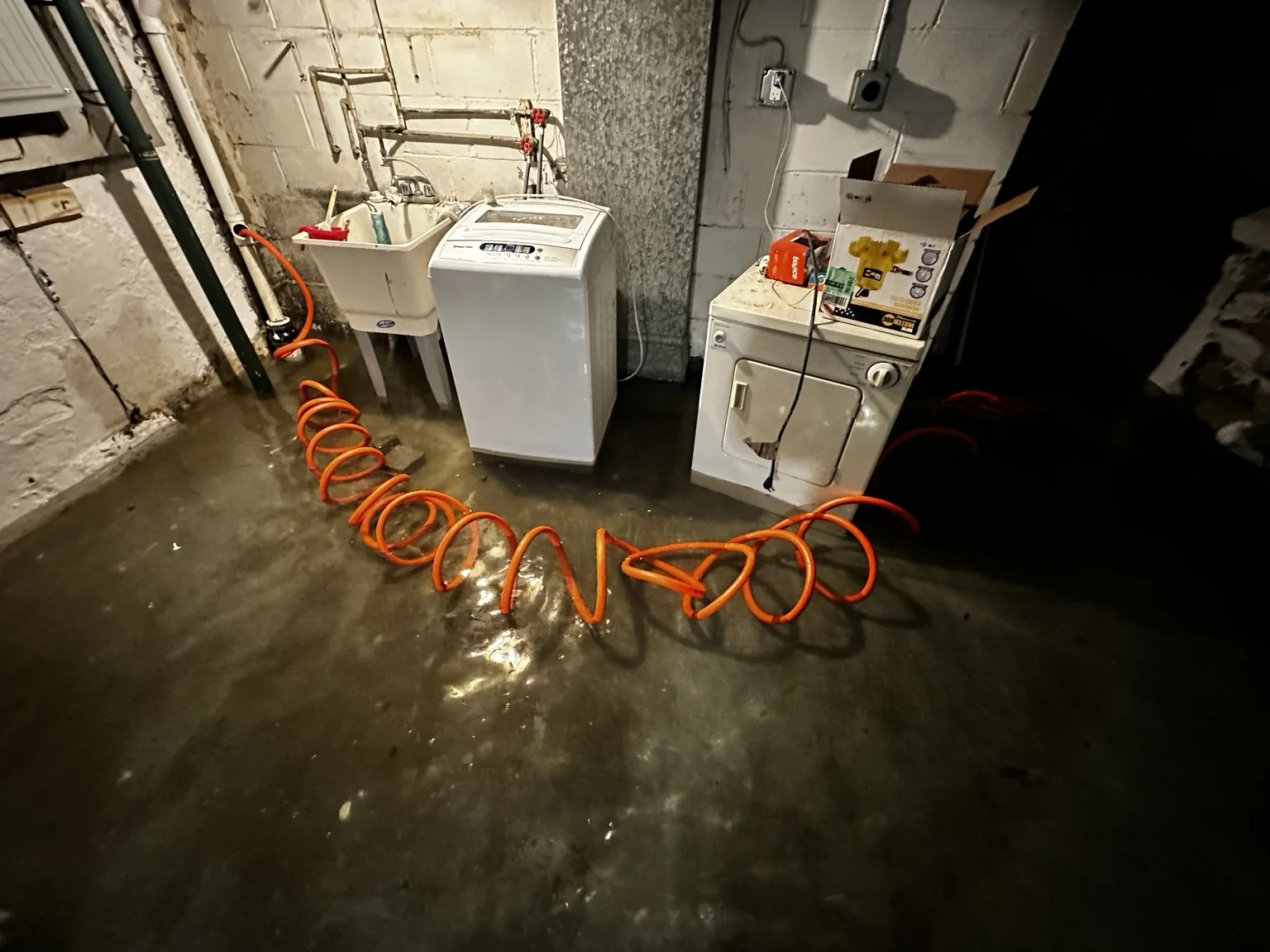 Standing water in basement utility area