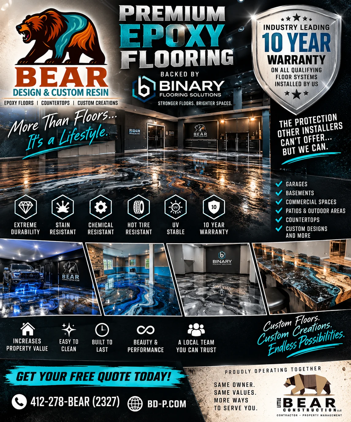 Bear Design premium epoxy flooring systems